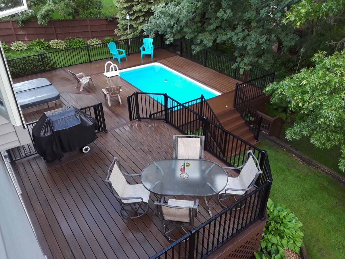 Deck with built-in pool designed by Minnesota craftsmen.