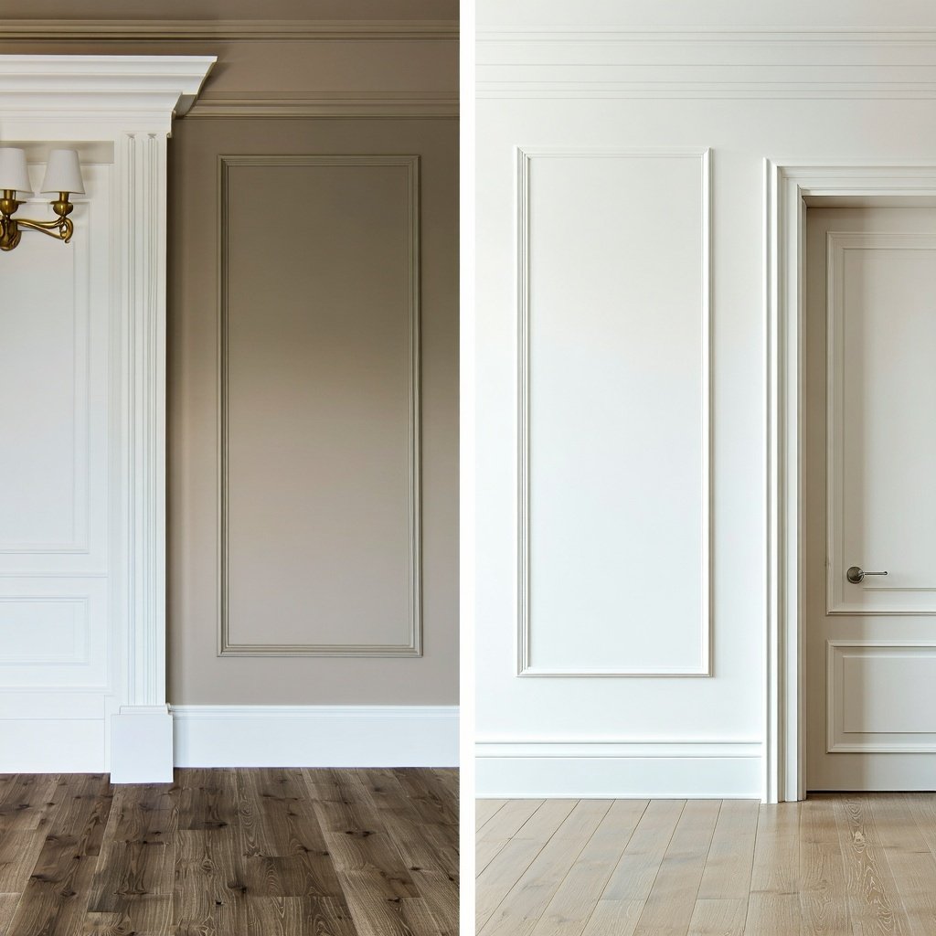 Modern vs traditional home trim comparison showcasing style and profile differences